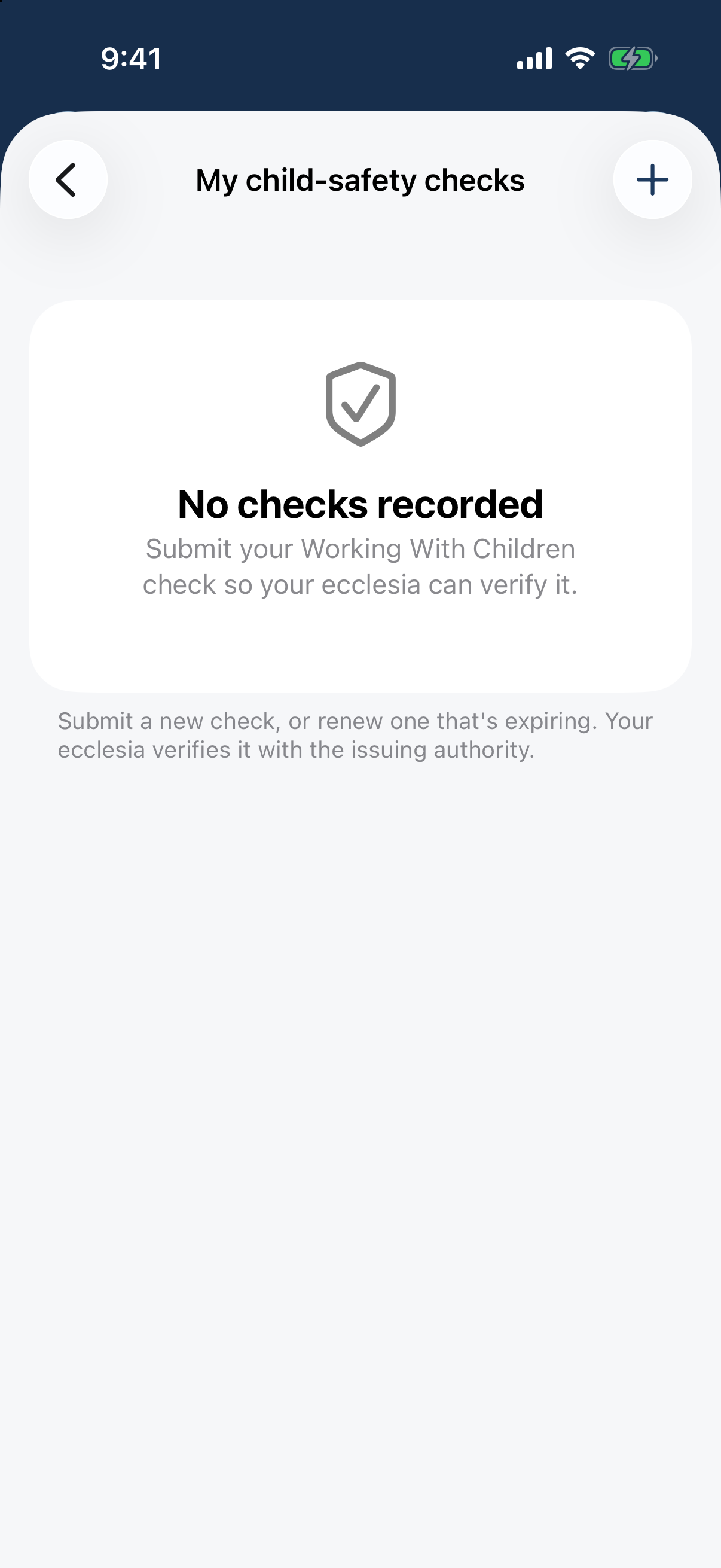 Profile → My child-safety checks: the "What you need" checklist and the checks on file.