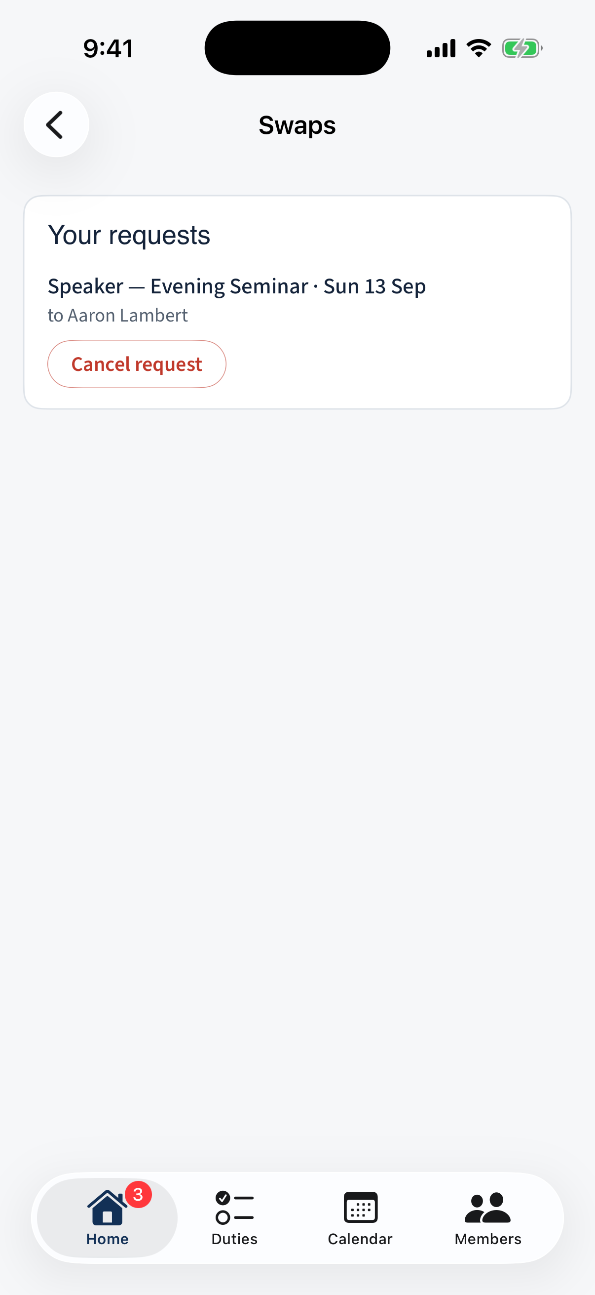 The Swaps screen with Accept / Decline.